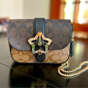 New! Gemma Crossbody In Blocked Signature Canvas With Star Buckle